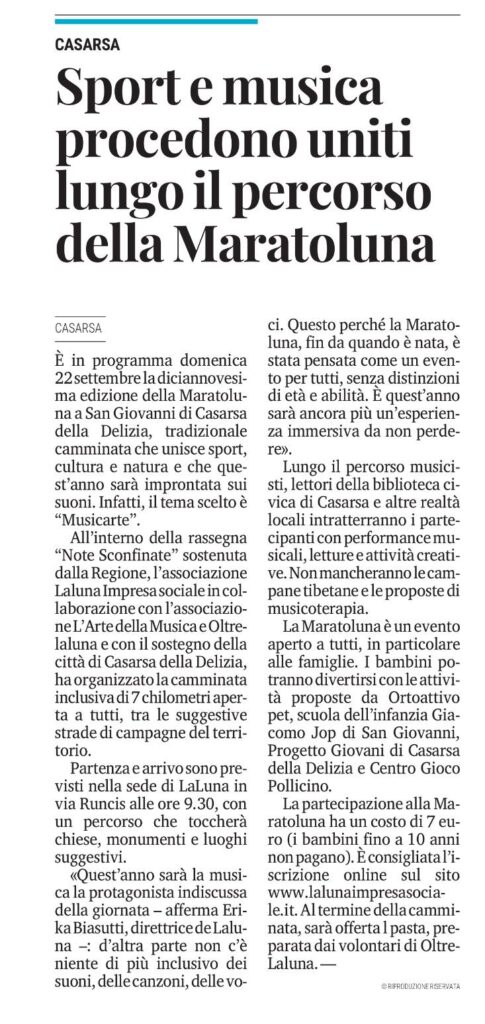 Messaggero Laluna 13 settembre 485x1024 - Rassegna Stampa Maratoluna 2024